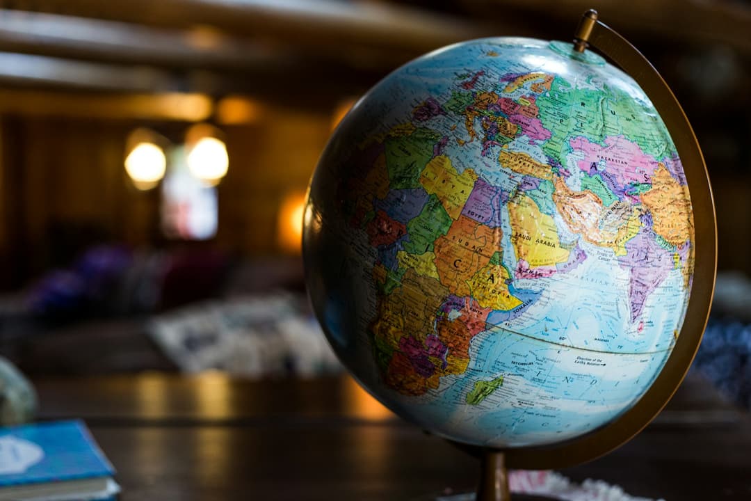 Photo of a desk globe on a table