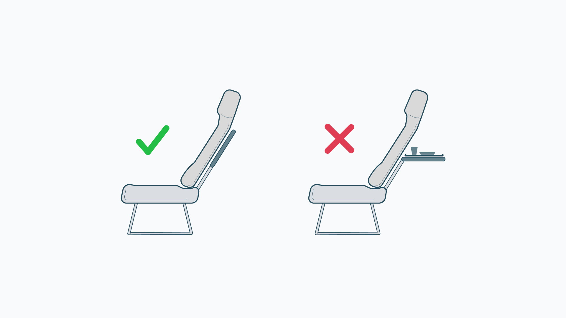 Illustration showing forbidden seat recline during meals