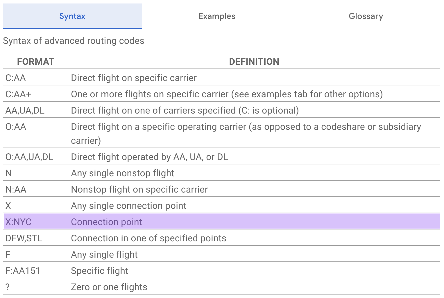 ITA Matrix advanced search options with city selection